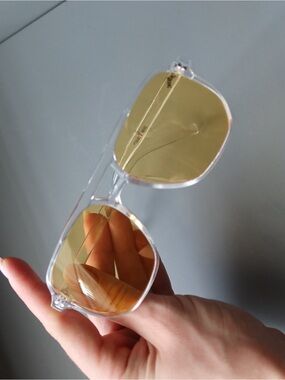 Clear Frame Sunglasses with Gold Lenses - Men Accessories